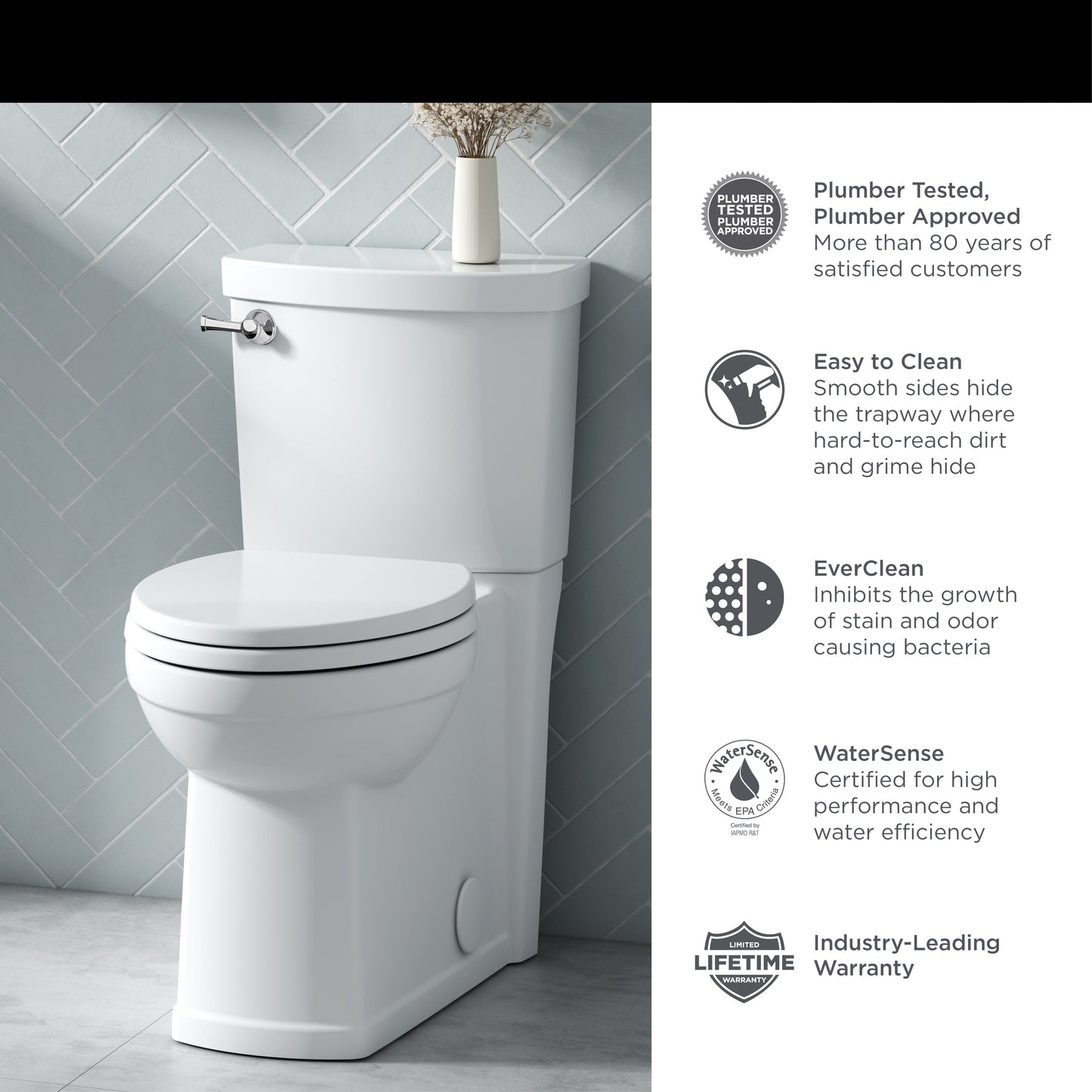 American Standard 240AA704.020 Estate Skirted Two-Piece Toilet, Right Height Elongated Toilet With Seat, 1.28 GPF/4.8 LPF, White