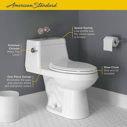 American Standard 2961A104SC.020 Colony Right Height Elongated 1-Piece Toilet with Seat, ADA Compliant, White 