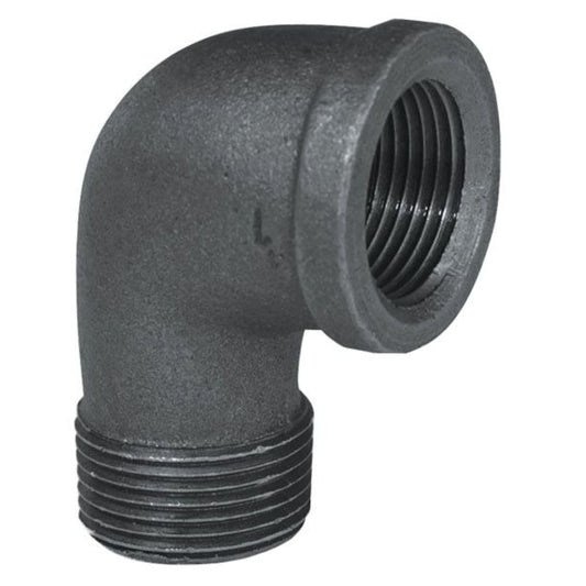 1/4" BLACK 90 STREET ELBOW - 1/4" Schedule 40 Black Threaded Malleable Iron 90 Degree Street Elbow, Class 150 | Faucet Center