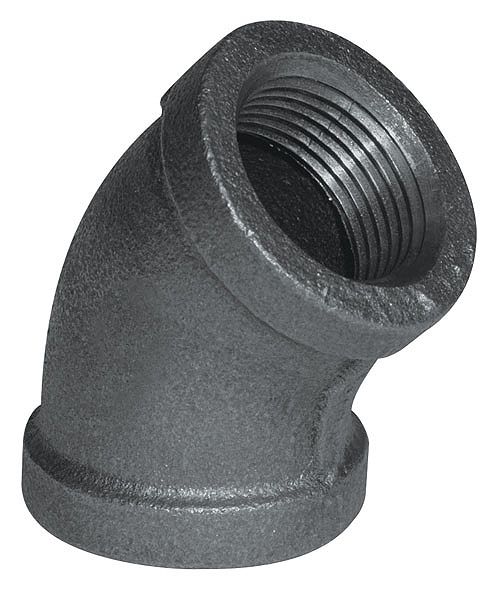 3/8" BLACK 45° ELBOW -  3/8" Schedule 40 Black Steel Threaded Malleable Iron 45 Degree Elbow | Faucet Center