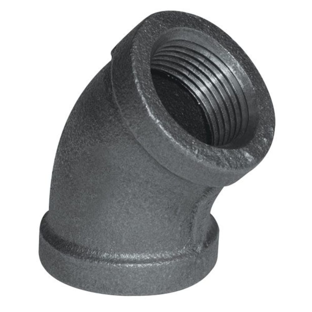 4" BLACK 45° ELBOW - 4" Schedule 40 Black Steel Threaded Malleable Iron 45 Degree Elbow, Class 150 | Faucet Center