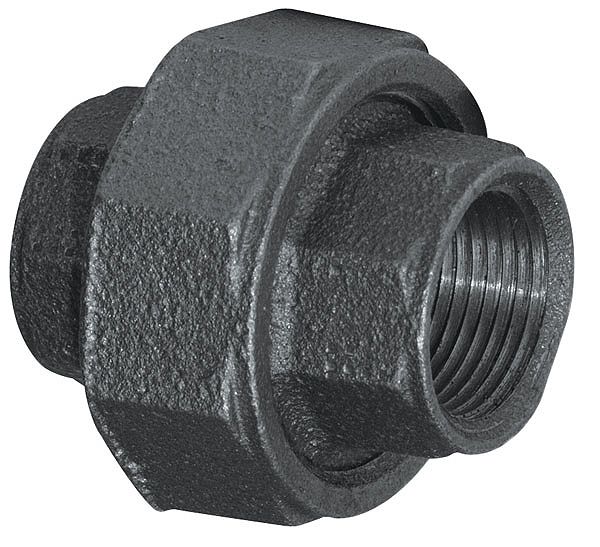 1/8" BLACK UNION - 1/8" Schedule 40 Black Steel Union with FNPT Connections, Class 150 | Faucet Center