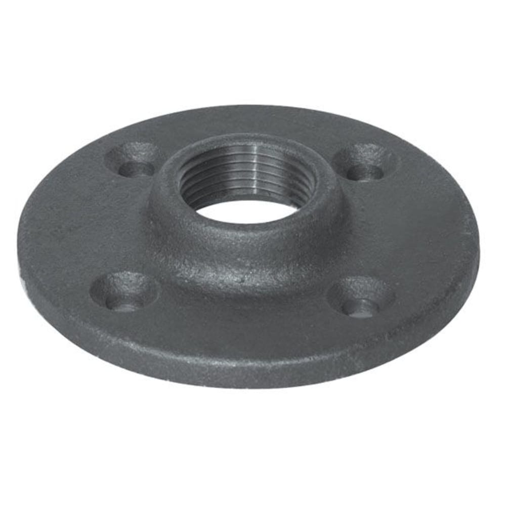 1-1/2" BLACK FLOOR FLANGE - 1-1/2" Schedule 40 Black Steel Threaded Malleable Iron Floor Flange, Class 150 | Faucet Center