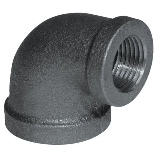 3/4" x 1/2" BLACK REDUCING 90 - Schedule 40 Black Iron 90 Degree Reducing Elbow, Class 150 | Faucet Center