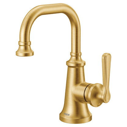 Moen S44101BG Colinet Single-Handle Single Hole High Arc Traditional Bathroom Sink Faucet in Brushed Gold 