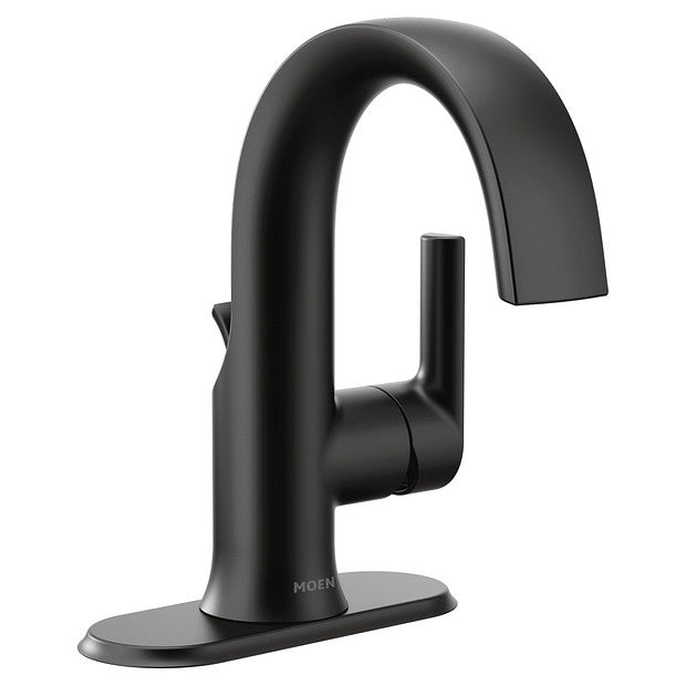 Moen S6910BL Doux 1-Handle High Arc Bathroom Faucet, Single Hole Mount, Matte Black 