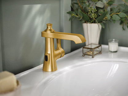 Moen S6981EWBG Flara One-Handle High Arc Bathroom Faucet with MotionSensor Wave, Brushed Gold