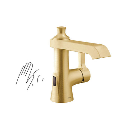 Moen S6981EWBG Flara One-Handle High Arc Bathroom Faucet with MotionSensor Wave, Brushed Gold