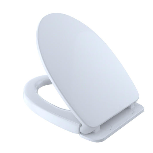 Toto SS124#01 Soft Close Non-Slamming Elongated Closed Front Toilet Seat with Cover in Cotton White