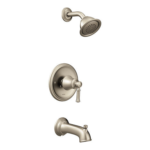 Moen T2183EPBN Dartmoor Posi-Temp Tub and Shower Trim with 4" Eco-Performance Shower Head in Brushed Nickel 