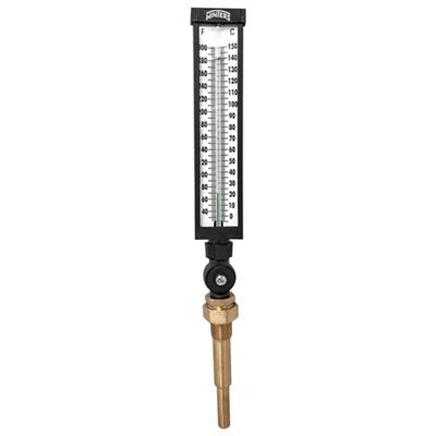 Winters TIM101ALF Lead Free Industrial 9" Thermometer, 3.5" Stem with Aluminum Case, -40 to 110°F (-40 to 40°C), 3/4"NPT Var Angle Lead Free Brass Thermowell 