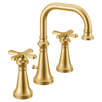 Moen TS44103BG Colinet Traditional 2-Handle Widespread Bathroom Faucet Trim with Cross Handles (Valve Required) in Brushed Gold 