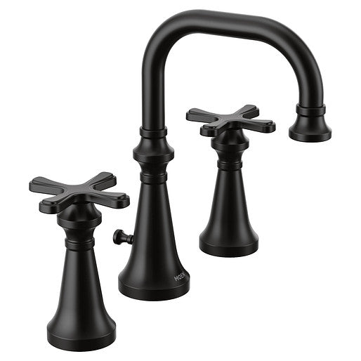 Moen TS44103BL Colinet Traditional 2-Handle Widespread Bathroom Faucet Trim with Cross Handles (Valve Required) Matte Black 