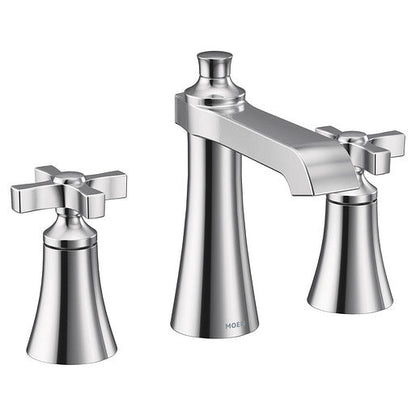 Moen TS6985 Flara Two-Handle 8" Widespread Low Arc Bathroom Faucet with Cross Handles in Chrome 