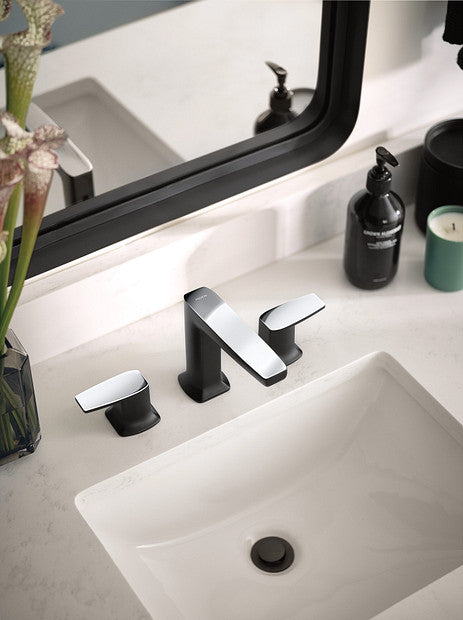 Moen TS8002BLC Via 8-Inch Two-Handle Widespread Low Arc Bathroom Faucet Trim in Matte Black 